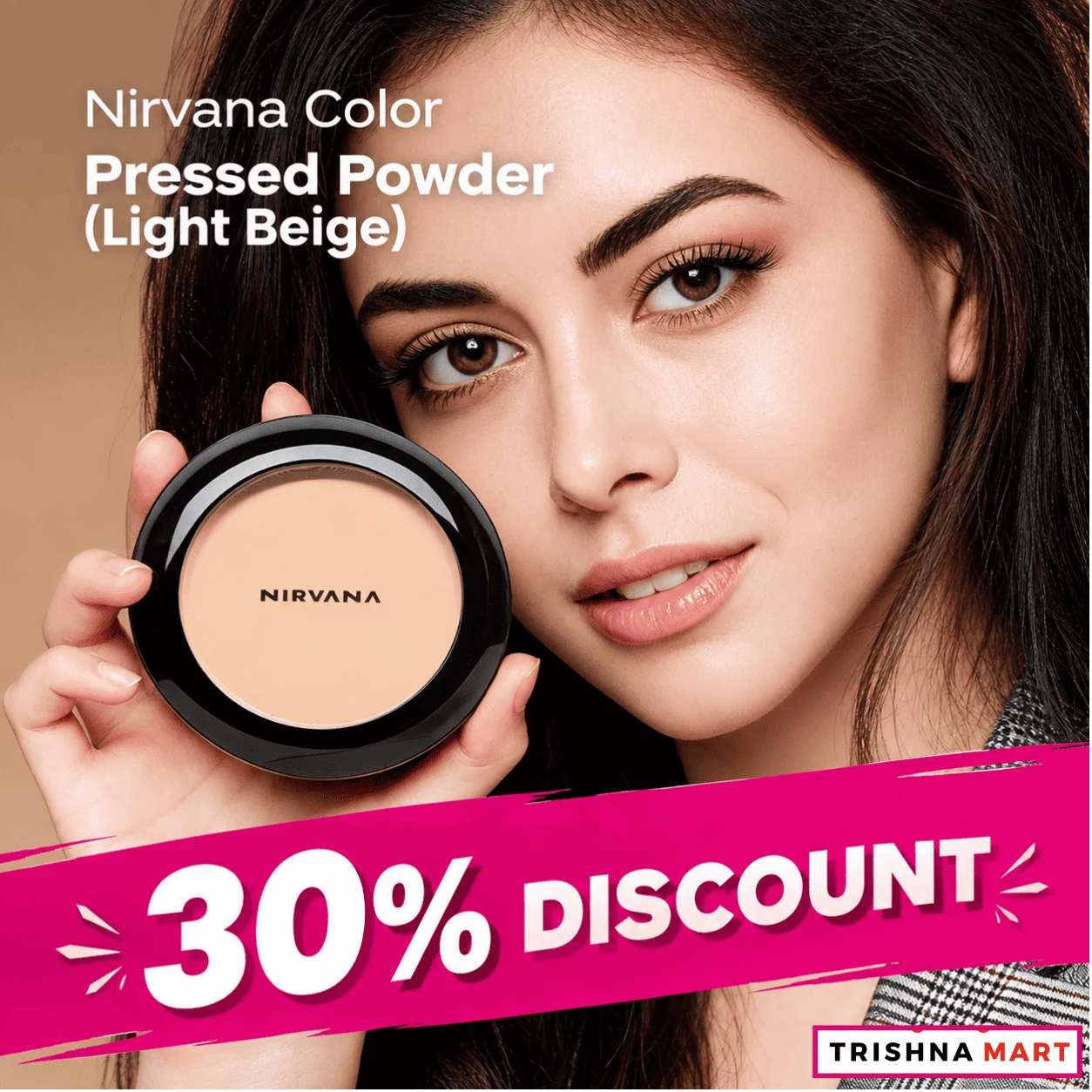 Nirvana Color Mattifying & Proless Pressed Powder – Light Golden image 3